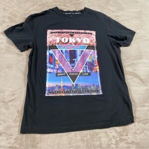 Robin Ruth Womens M Tokyo T-Shirt Black Cotton Travel Graphic Tee Japan